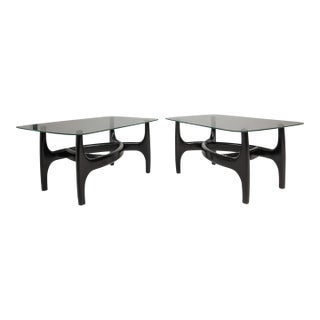 Set of Two (2) MCM Sculptural Biomorphic Side Tables / End Tables After Adrian Pearsall for Craft Associates in Ebony, Usa, C. 1960s For Sale