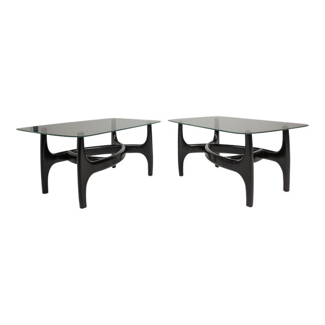 Set of Two (2) MCM Sculptural Biomorphic Side Tables / End Tables After Adrian Pearsall for Craft Associates in Ebony, Usa, C. 1960s For Sale
