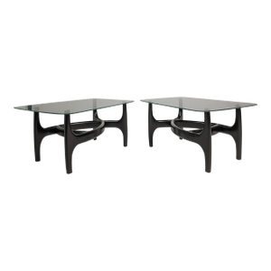 Set of Two (2) MCM Sculptural Biomorphic Side Tables / End Tables After Adrian Pearsall for Craft Associates in Ebony, Usa, C. 1960s