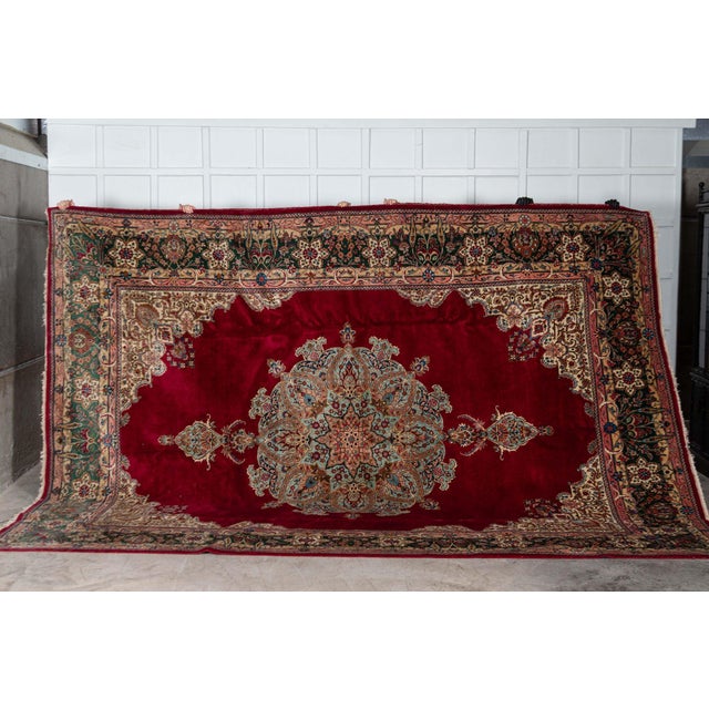 Green Large Middle Eastern Wool Rug For Sale - Image 8 of 18