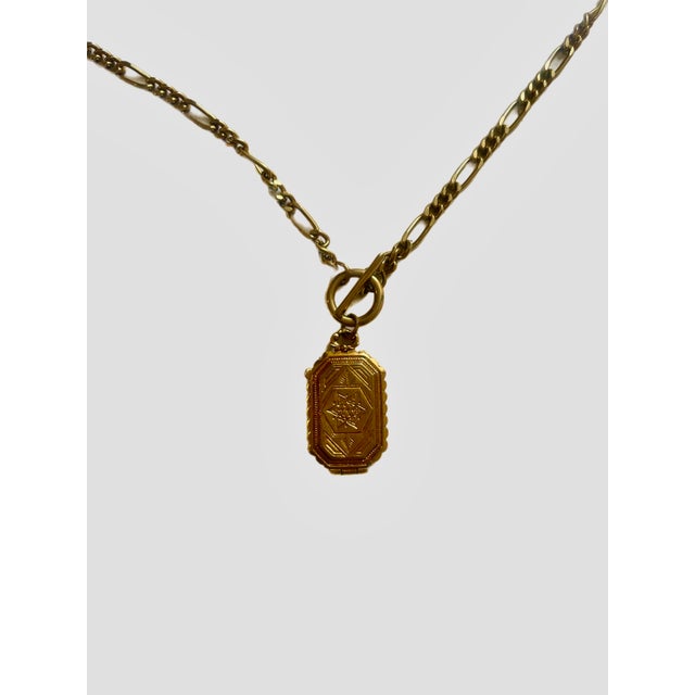 Victorian Style Gold Locket on Long Link Chain For Sale - Image 11 of 12