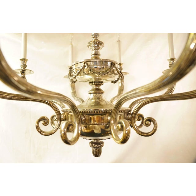 Neoclassical Neoclassical Eight-Arm Silvered Chandelier Attributed to Caldwell and Co. For Sale - Image 3 of 4