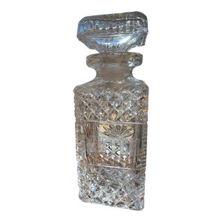 Vintage Cut Crystal Decanter Etched Scotch For Sale