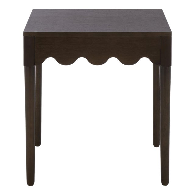 Neha Wavy Accent Table in Dark Chocolate For Sale