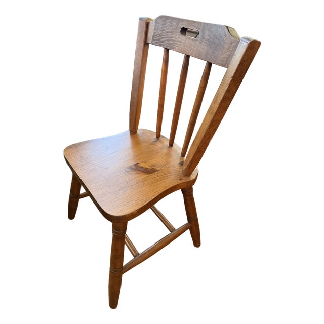 Vintage Arts and Crafts Style Wooden Spindle Back Side Chair For Sale