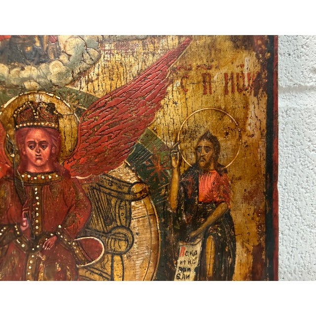 Red Antique 1800's Russian Orthodox Icon Sophia, the Holy Wisdom of God Oil Painting For Sale - Image 8 of 15