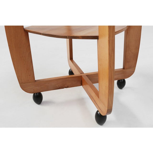 Amsterdam School Beech Wooden Side Table, the Netherlands, 1920s For Sale - Image 6 of 13