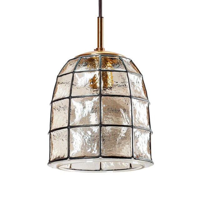Metal Glass and Brass Pendant Light from Limburg, Germany, 1960s For Sale - Image 7 of 7