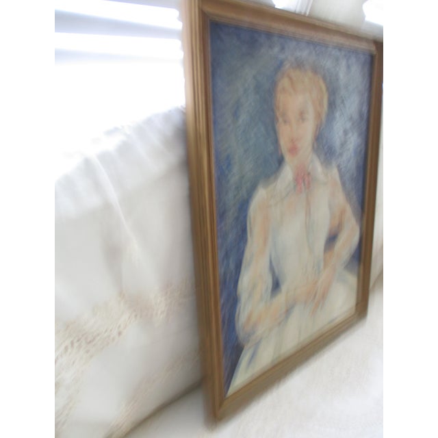 Blue Vintage Mid Century Signed L L Scoggins Portrait of Grace Kelly For Sale - Image 8 of 11