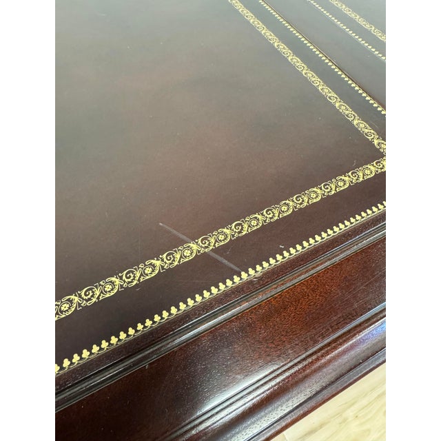 Vintage Sligh-Lowry Chippendale Style Leather Top Mahogany Executive Desk For Sale - Image 10 of 12