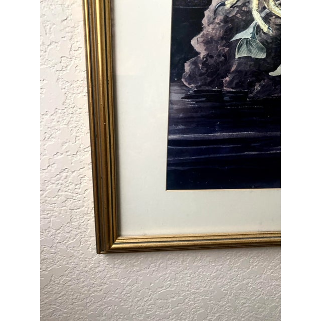 Figurative John James Audubon Vintage Ornithological Snowy Heron/White Egret Print Beautifully Matted and Framed Excellent Condition. For Sale - Image 3 of 14