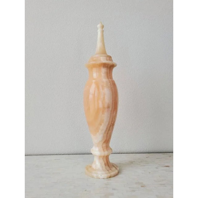 Antique Neoclassical Alabaster Marble Lidded Vessel For Sale - Image 9 of 11