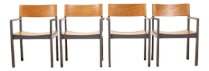 Model 5/390f Armchairs in Molded Plywood & Natural Oak by Anton G. Bee for Horgen Glarus, 1966, Set of 4