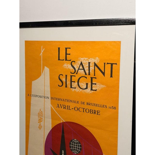 Original vintage “Le Saint-Siège” Expo 58 poster created for the Vatican / Holy See Pavilion at the 1958 Brussels World’s...