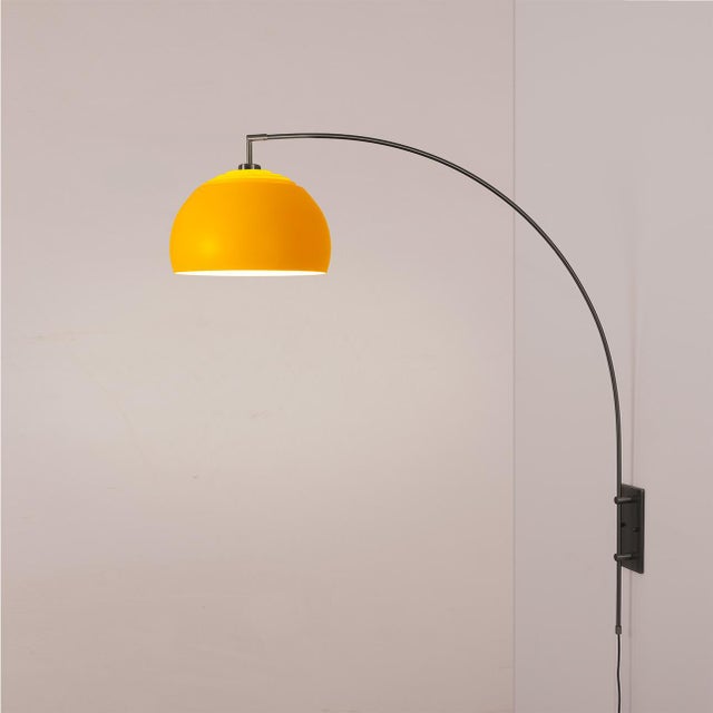 Mid-Century Modern Morelli Half Dome 1960s Wall Sconce - Mustard Steel Shade, Black Nickel Finish, Led Compatible, Light Fixure For Sale - Image 3 of 7