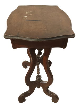 Antique Victorian Lyre-Base Parlor Side Table — Walnut, 19th Century