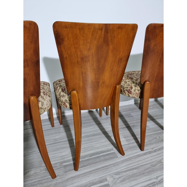 Art Deco Style Dining Chairs attributed to Jindrich Halabala, 1940s, Set of 4 For Sale - Image 12 of 18