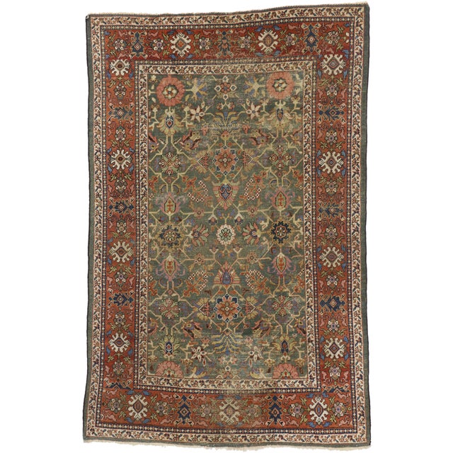 Army Green Late 19th Century Persian Sultanabad Rug, 06'10 X 10'10 For Sale - Image 8 of 8