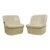 Vintage Cream Leather MCM Postmodern Swivel Glider Chair Pair 28" Wide For Sale