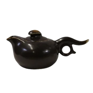 Chinese Handmade Distressed Brown Glaze Ceramic Accent Teapot