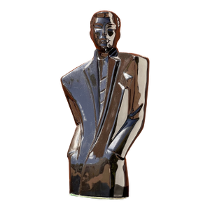 A Postmodern Ceramic Glazed Bust of a Man in a Tux, Circa 1980