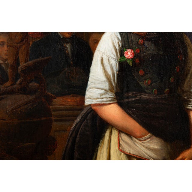Rare German Antique Painting “After Church” by Karl Friedrich Boser Circa 1860 For Sale - Image 13 of 18