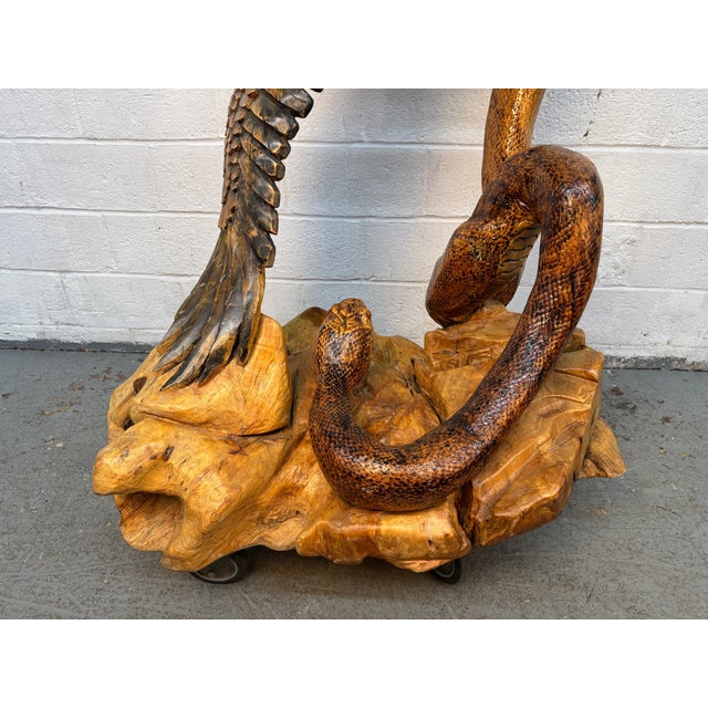 Hand-Carved Eagle & Serpent Wood Sculpture For Sale - Image 17 of 17
