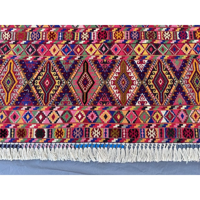 Multicolor Mushwani Maimana Hand-Woven Kilim Rug - 6'7" X 9'2" For Sale - Image 10 of 16