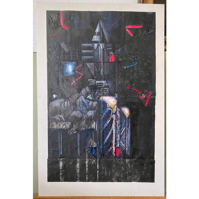 Nick de Angelis, Mixed Media Collage Oil Painting Futuristic Abstract Expressionist Machine Art, 2000 For Sale In Miami - Image 6 of 8