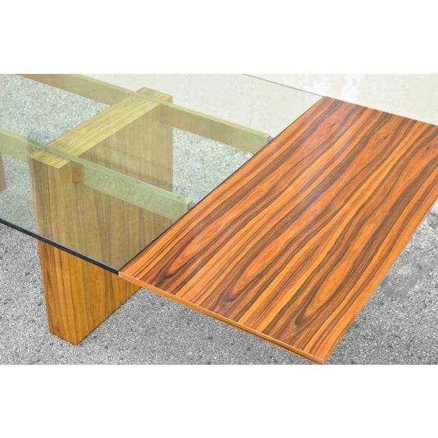 Late 20th Century Kagan Lacquered Rosewood and Brass Cantilever Glass Top Extension Dining Table For Sale - Image 14 of 18