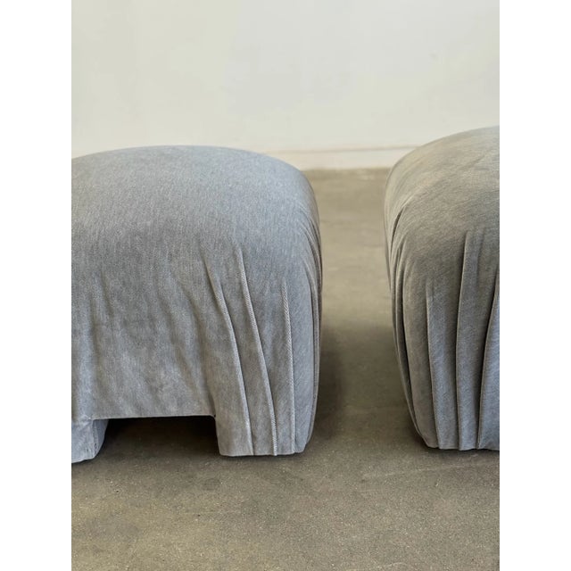 Late 20th Century Gathered Mid Century Modern Ottoman (Pair) For Sale - Image 11 of 12