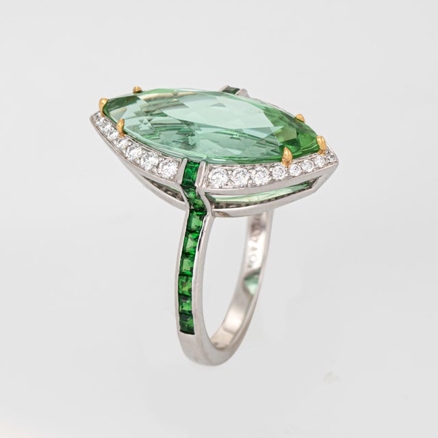 Tiffany and Co. Late 20th Century Tiffany & Co High Jewelry Green Tourmaline Diamond Ring Tsavorite 18k Platinum, Size 6 For Sale - Image 4 of 8