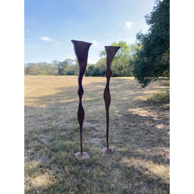 Brown Welded Steel Sculptures (After Serra), a Pair For Sale - Image 8 of 18
