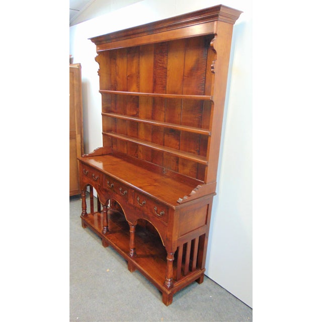 Custom Tiger Maple English Country Style Pewter Cupboard For Sale - Image 4 of 10