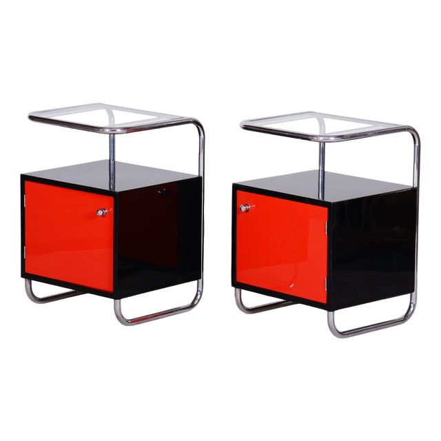 Bauhaus Bedside Tables attributed to Vichr & Spol, 1930s, Set of 2 For Sale