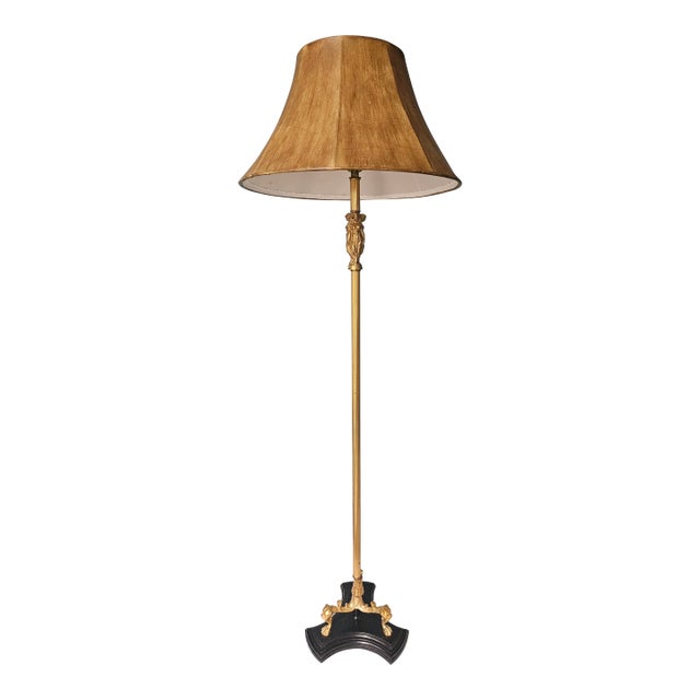 Mid 20th Century Brass Floor Lamp With Tripod Claw Feet Base For Sale