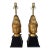 Pair of Mid Century Hollywood Regency Buddha Head Lamps in the Style of James Mont – Gold Leaf, Restored, 1960s For Sale