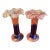 Murano Colbalt Blue With Pink Swirl Floral Studio Art Glass Vases - A Pair For Sale