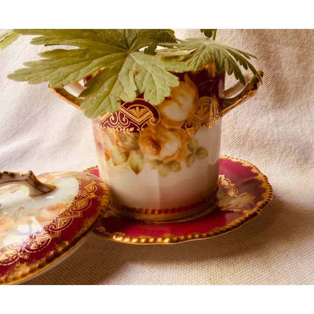 Antique Limoges Elite Works Porcelain Covered Condensed Milk Holder For Sale - Image 6 of 13