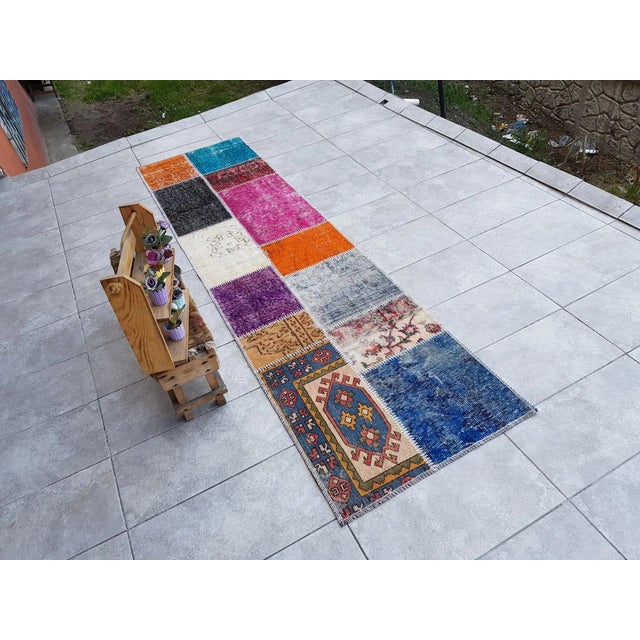 Purple Bohemian Handknotted Vintage Runner For Sale - Image 8 of 10