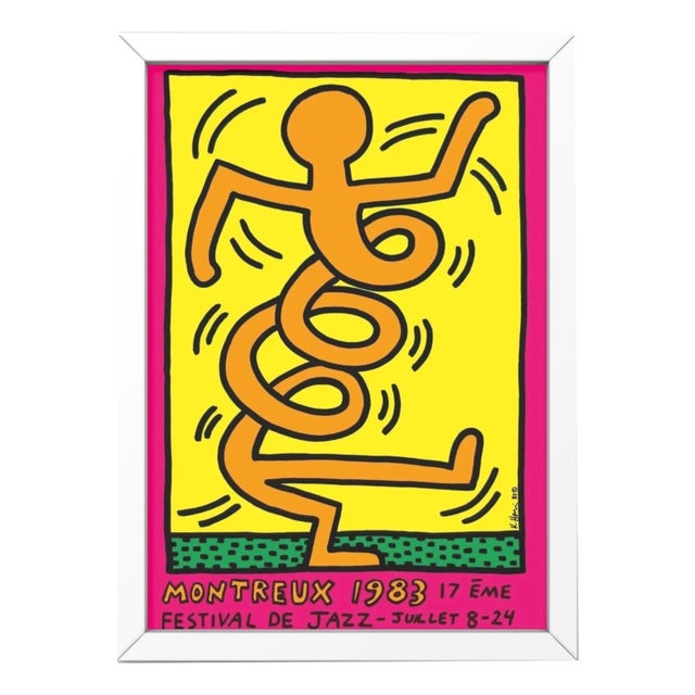 Montreux Jazz Festival Poster in Pink, by Keith Haring, 1983 For Sale