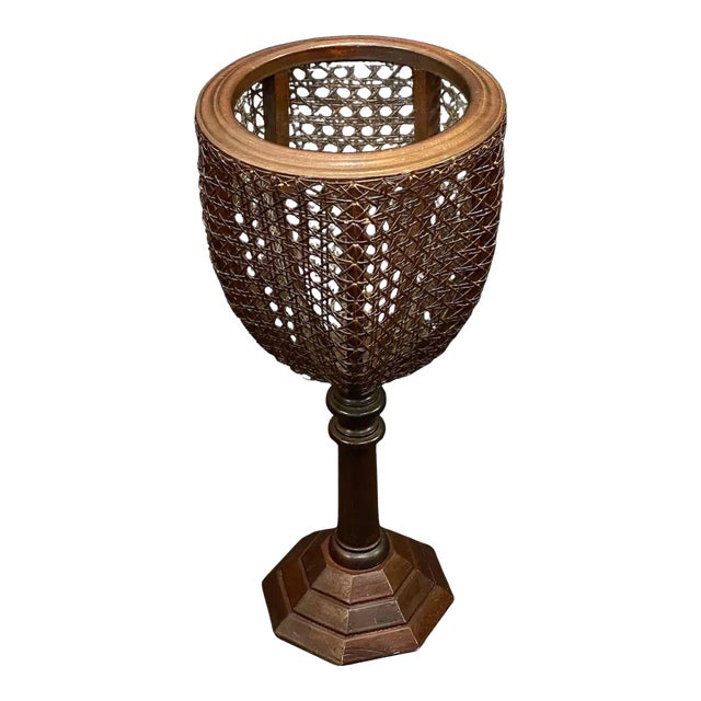 English Plant Stand or Jardiniere of Caned Mahogany From the Edwardian Era For Sale