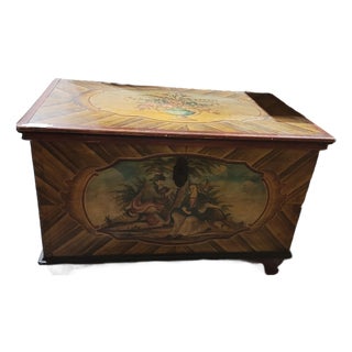 Mid-19th Century Alpine Painted Pine Blanket Chest For Sale