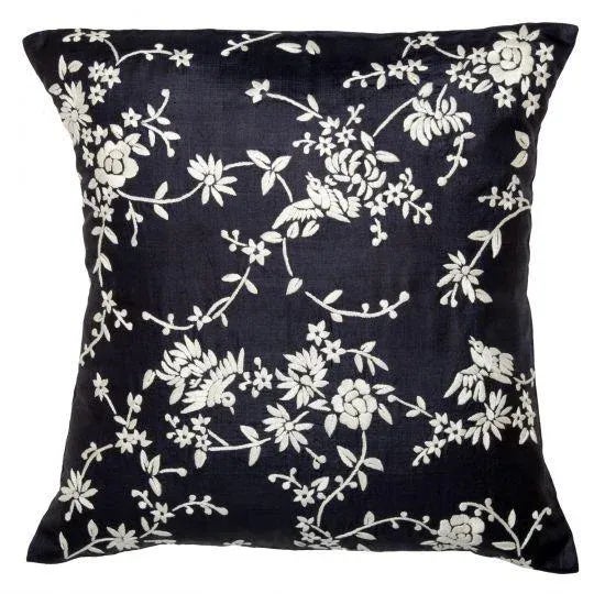 2020s Chinese Garden Black & Ivory Pillow Case, 20" x 20" For Sale - Image 5 of 5