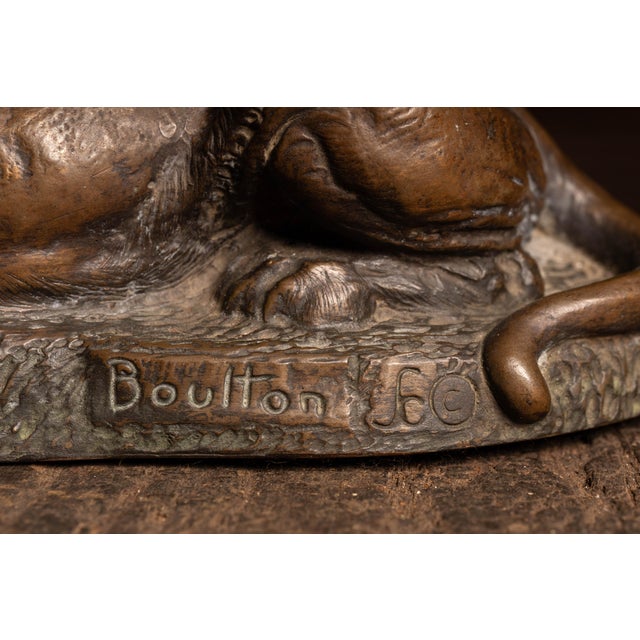 Vintage j.l. Boulton Bronze-Clad Reclining Tiger Sculpture For Sale In Chicago - Image 6 of 6