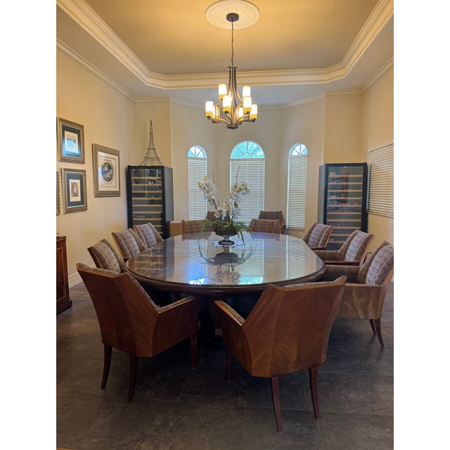 Mid-Century Modern 1990s Handcrafted Mahogany Dining Collection for 12 | Expandable Oval Table For Sale - Image 3 of 8