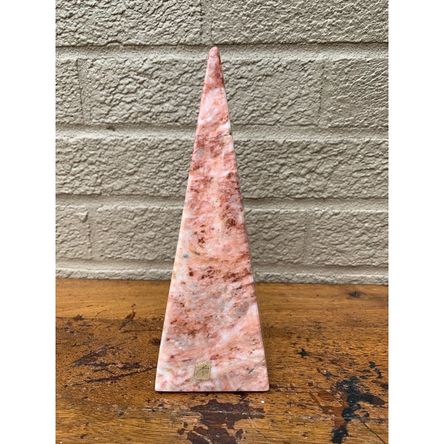 Pink Pink Marble Obelisk With Dramatic Veining For Sale - Image 8 of 10