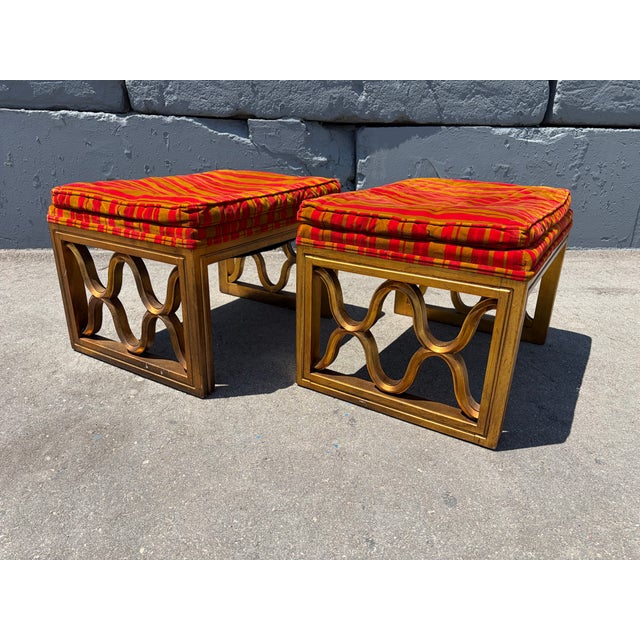 Fabulous Pair of Drexel Ottomans, Stools, Hollywood Regency, Mid Century Modern For Sale - Image 11 of 18