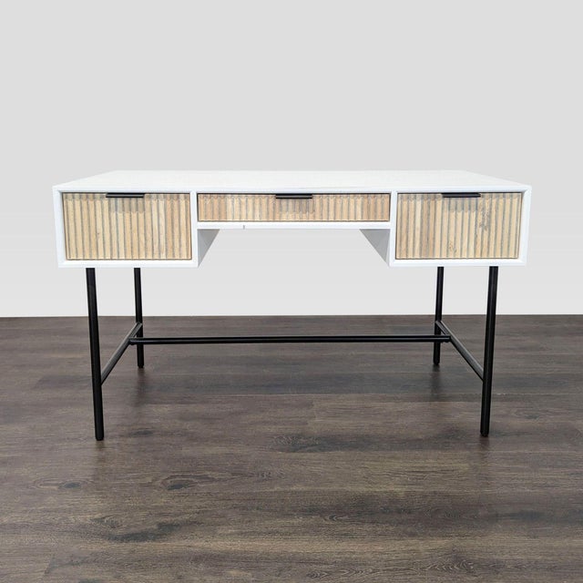 Modern West Elm Quinn Modern Desk With Three Drawers and Raised Shelf For Sale - Image 3 of 12