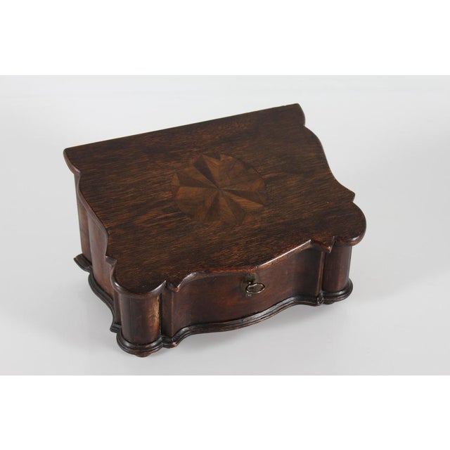 Antique Mid 19th Century Scandinavian Baroque Oak Sewing Box For Sale - Image 6 of 14